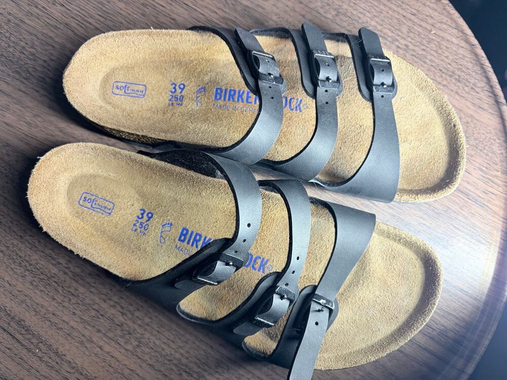 Birkenstock Florida Soft Footbed Black 3-Strap Sandals Size 39 / US 8-8.5